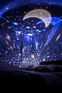 Gece Lambası Tavana Işık Yansıtan Dönen Yıldız Ay Projeksiyon Çocuk ve Genç Odası Lamba Işık Küresi ürün fotoğrafı
