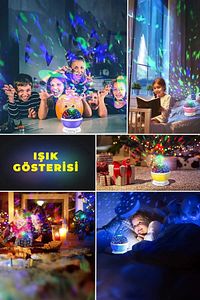 Gece Lambası Tavana Işık Yansıtan Dönen Yıldız Ay Projeksiyon Çocuk ve Genç Odası Lamba Işık Küresi ürün fotoğrafı