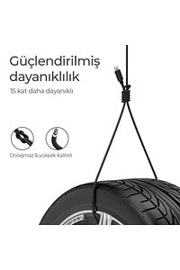By Deji Samsung Xiaomi Oppo Reeder Huawei Için Örgülü Type C To Type C Hızlı Şarj Kablosu Siyah 1,2m ürün fotoğrafı