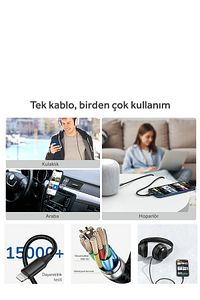 By Deji Type C To Aux 3.5mm Ses Kablosu Stereo Destekli 1.2m ürün fotoğrafı