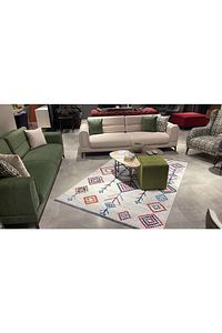 Şönil Kilim Desenli Modern Halı (MAKİNADA YIKANABİLİR SÜNGERLİ DOT/KEÇE TABAN) - Cp658 ürün fotoğrafı