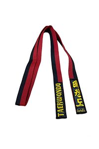 Taekwondo Nakışlı Pum Kırmızı Siyah Kuşak Tekvando ürün fotoğrafı