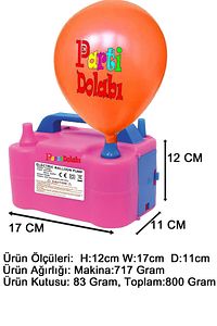 Çift Çıkışlı Balon Şişirme Makinası, Elektrikli Balon Pompası 73005 Pembe Mavi ürün fotoğrafı