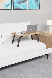 Katlanır Laptop Masası Sehpası Çalışma Yatak Kahvaltı Masası 60x35 Cm Atlantik Çam ürün fotoğrafı