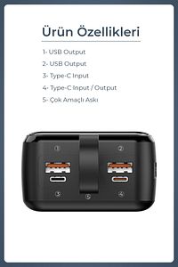 By Deji Powerbank 30000mah 22.5w Hızlı Taşınabilir Batarya Şarj Cihazı ürün fotoğrafı