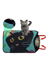 Renkli Desenli Elekli Kedi Tuvalet Önü Paspası 60 X 45 Cm ürün fotoğrafı