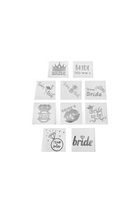 Bride To Be Konsepti 1 Bride 10 Team Bride Gümüş Gri Renkli Geçici Dövme Bekarlığa Veda Partisi ürün fotoğrafı
