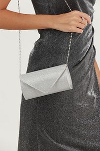 Gümüş Çizgili Çupra Abiye Çanta Portföy Clutch Çanta ürün fotoğrafı