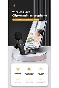 Lightning Girişli Iphone Uyumlu Ikili Kablosuz Yaka Mikrofonu Youtube Facebook Tiktok Vlog ürün fotoğrafı