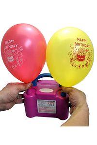 Çift Çıkışlı Balon Şişirme Makinası, Elektrikli Balon Pompası 73005 Pembe Mavi ürün fotoğrafı