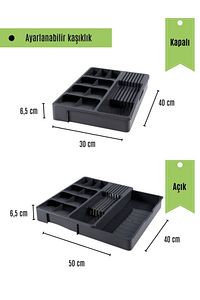 Tidy Ayarlanabilir Çekmece Içi Kaşıklık-bıçaklık Gri 40 X 50 ürün fotoğrafı