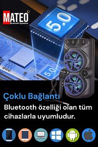 Bluetooth Hoparlör Parti Hoparlörü Karaoke Mikrofon Hediyeli Işıklı Ses Bombası Radyo Usb Sd Girişli ürün fotoğrafı