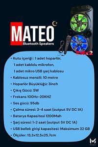 Bluetooth Hoparlör Parti Hoparlörü Karaoke Mikrofon Hediyeli Işıklı Ses Bombası Radyo Usb Sd Girişli ürün fotoğrafı