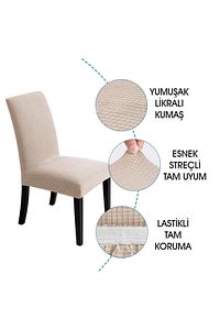 Sandalye Kılıfı Yıkanabilir Likralı Esnek Lastikli Sandalye Örtü ürün fotoğrafı