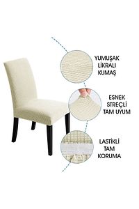 Sandalye Kılıfı Yıkanabilir Likralı Esnek Lastikli Sandalye Örtü ürün fotoğrafı