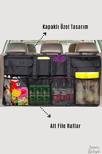 8 Cepli Araba Koltuk Arkası Bagaj Organizer | Çok Fonksiyonlu Araba Koltuk Filesi - Araç Düzenleyici ürün fotoğrafı