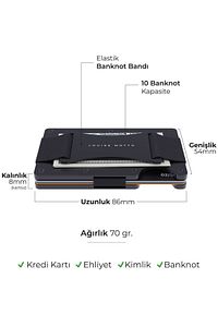 Cardx - Burano Strap - Yeni Nesil Minimalist Cüzdan, Kartlık Premium Malzeme, Rfıd Korumalı (SİYAH) ürün fotoğrafı