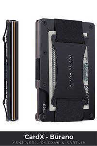 Cardx - Burano Strap - Yeni Nesil Minimalist Cüzdan, Kartlık Premium Malzeme, Rfıd Korumalı (SİYAH) ürün fotoğrafı