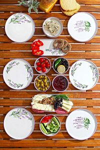 14 Parça 6 Kişilik Stackable Lavanta Kahvaltı Takımı - Lüx Kahvaltılık Sunum Seti Tabağı ürün fotoğrafı
