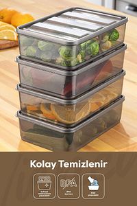 4lü Bella Buzdolabı Düzenleyici Saklama Kabı Büyük Boy ürün fotoğrafı