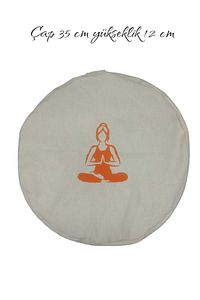Yoga Ve Meditasyon Minderi | Karabuğday Kabuklu Dolgulu - Turuncu Yogi Baskılı ürün fotoğrafı