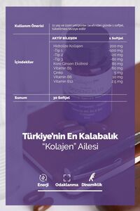 Kırmızı Kore Ginseng Plus, Hidrolize Kolajen, Vitamin B5, B6, B12,çinko, Softgel 1000mg ürün fotoğrafı