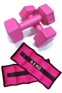 El Ve Ayak Bilek Ağırlığı 2x1 Kg Kum Torbası Ve 2x0.5kg Dambıl Dumbell Seti Ağırlık Setleri Pembe ürün fotoğrafı
