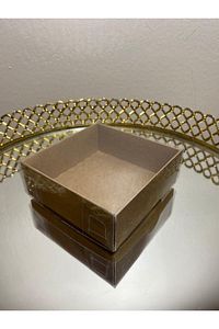 Kraft Kutu Asetat Kapaklı 8*8*3cm (100 Adet) ürün fotoğrafı