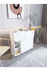 Kelebek Yemek Masası Mutfak Masası Katlanır Pratik Tekerlekli Oval ürün fotoğrafı