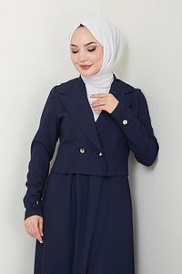 Kadın Giyim Abiye Moda Etek-ceket Ikili Takım 2699 Lacivert ürün fotoğrafı
