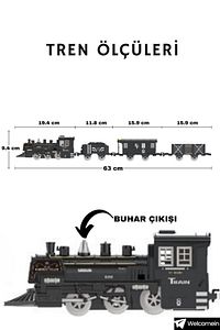 Vardem Işıklı Ve Sesli Buhar Çıkartan 15 Parça Tren Set ürün fotoğrafı
