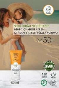 %100 Doğal Bebek Güneş Kremi-leke Karşıtı Mineral Filtreli Yüksek Koruma 50spf Uva Uvb 50ml ürün fotoğrafı