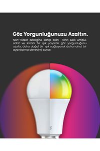 Akıllı Led Ampul 2'li Set, 9w, Titreşimsiz, 16.7 Milyon Renk, Sesli Kontrol, 2 Yıl Garantili ürün fotoğrafı