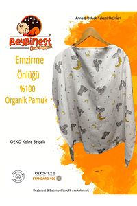 Balenli Müslin Emzirme Önlüğü 100x90 Cm Ayarlanabilir Boy Tavşanlar Emzirme Örtüsü ürün fotoğrafı