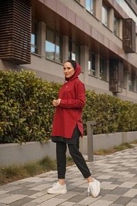 Pamuklu Tunik Pantolon Eşofman Takım Trn2030 Bordo ürün fotoğrafı