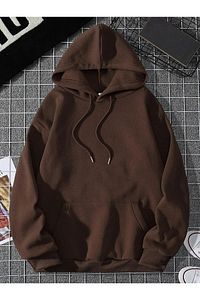 Kahverengi Unisex Kapüşonlu Oversize Sweatshirt ürün fotoğrafı