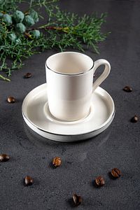 12 Parça 6 Kişilik Stackable Platin Gümüş Yaldızlı Kahve Fincan Takımı - Kahve Fincanı Seti 100ml ürün fotoğrafı