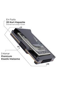 Cardx - Burano Clips - Yeni Nesil Minimalist Cüzdan & Metal Kartlık - Rfid Koruma (SİYAH) ürün fotoğrafı