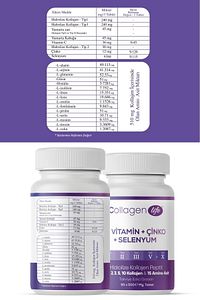 5 Tip Kolajen Tip 1, Tip 2, Tip 3, Tip 5 ,tip 10, ( Selenyum , C Vitamini Ve Çinko ) 90 Tablet ürün fotoğrafı