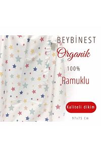 Balenli Emzirme Önlüğü 100x80 Cm Ayarlanabilir Boy Renkli Yıldız Emzirme Örtüsü Organik Pamuklu ürün fotoğrafı