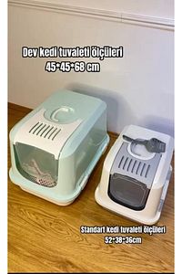 DEV XXL Boy Kapalı Kedi Tuvaleti Koku Filtreli ve Elekli Kürek 68x45x45 ürün fotoğrafı