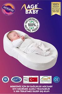 Reflü Yeni Doğan Bebek Yatağı Unisex Yıkanabilir Kılıflı Ve Sıvı Geçirmez Alezli ürün fotoğrafı