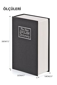 Altın Para Saklama Kutusu Kitap Görünümlü Çelik Kasa Kilitli Para Kumbara Anahtarlı Günlük ürün fotoğrafı