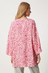 Kadın Pembe Desenli Viskon Kimono EN00615 ürün fotoğrafı