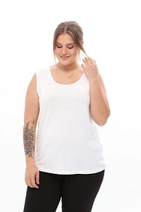 Büyük Beden Kalın Askılı Likralı Konfor Modeli Kolsuz 4 Mevsim Spor Ve Günlük Penye Atlet Bluz ürün fotoğrafı