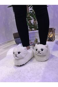 Panduf Sevimli Kedicik Hayvan Figürlü Kışlık Ev Terliği ürün fotoğrafı