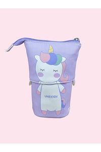 Kelam kutusu Teleskopik Sevimli Unicorn Vegan Deri (Kalemlik ve Makyaj Çantası) ürün fotoğrafı