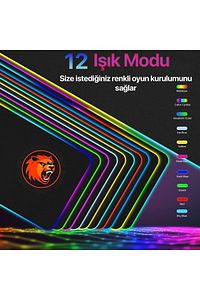 Rgb Led Gaming Mousepad Siyah Kaymaz Su Geçirmez Xl Mause Pad 80x30 Cm ürün fotoğrafı