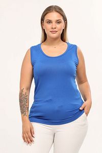 Büyük Beden Kalın Askılı Likralı Konfor Modeli Kolsuz 4 Mevsim Spor Ve Günlük Penye Atlet Bluz ürün fotoğrafı