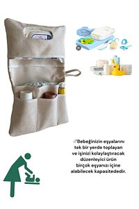 Bebek Alt Açma Bakım Çantası Organizer Krem ürün fotoğrafı